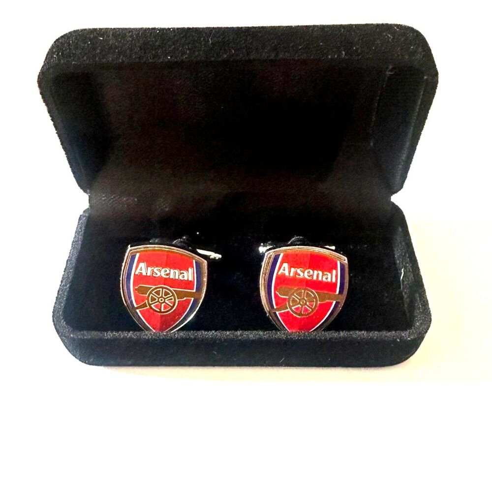 Arsenal FC Official Licensed Crest Cufflinks — with Silver Gift Box - Premier Le